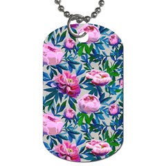 Pink Peonies Watercolor Dog Tag (two Sides) by SychEva