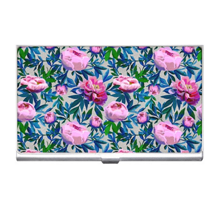 Pink Peonies Watercolor Business Card Holder