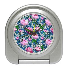 Pink Peonies Watercolor Travel Alarm Clock by SychEva