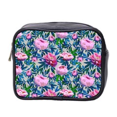 Pink Peonies Watercolor Mini Toiletries Bag (two Sides) by SychEva