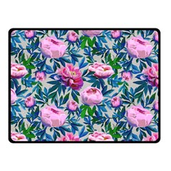 Pink Peonies Watercolor Fleece Blanket (small) by SychEva