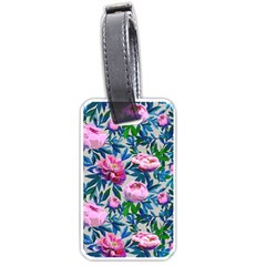 Pink Peonies Watercolor Luggage Tag (one Side) by SychEva