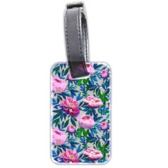 Pink Peonies Watercolor Luggage Tag (two Sides) by SychEva