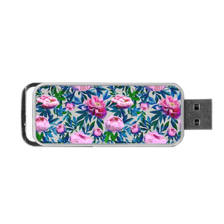 Pink Peonies Watercolor Portable USB Flash (Two Sides)