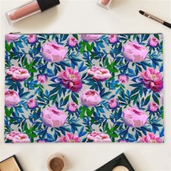 Pink Peonies Watercolor Cosmetic Bag (xxl) by SychEva