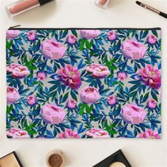 Pink Peonies Watercolor Cosmetic Bag (xxxl) by SychEva