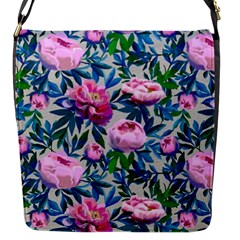 Pink Peonies Watercolor Flap Closure Messenger Bag (s)