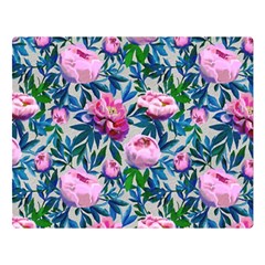 Pink Peonies Watercolor Double Sided Flano Blanket (large)  by SychEva