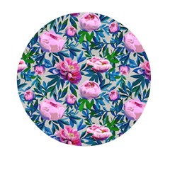 Pink Peonies Watercolor Mini Round Pill Box by SychEva