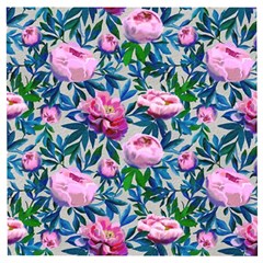 Pink Peonies Watercolor Wooden Puzzle Square by SychEva