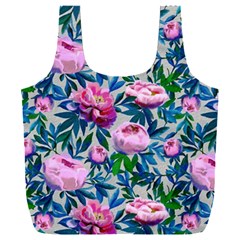 Pink Peonies Watercolor Full Print Recycle Bag (xxl) by SychEva