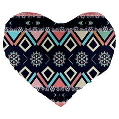 Gypsy-pattern Large 19  Premium Heart Shape Cushions by PollyParadise