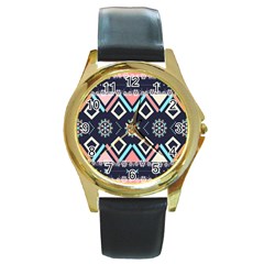 Gypsy-pattern Round Gold Metal Watch by PollyParadise