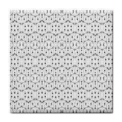 Modern Geometric Black And White Print Pattern Tile Coaster by dflcprintsclothing