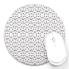 Modern Geometric Black And White Print Pattern Round Mousepads by dflcprintsclothing