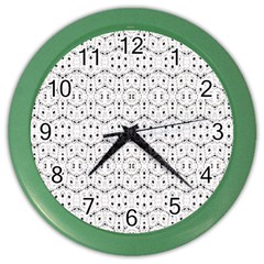 Modern Geometric Black And White Print Pattern Color Wall Clock by dflcprintsclothing