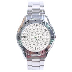 Modern Geometric Black And White Print Pattern Stainless Steel Analogue Watch by dflcprintsclothing