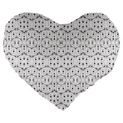 Modern Geometric Black And White Print Pattern Large 19  Premium Flano Heart Shape Cushions by dflcprintsclothing