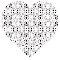 Modern Geometric Black And White Print Pattern Wooden Puzzle Heart by dflcprintsclothing