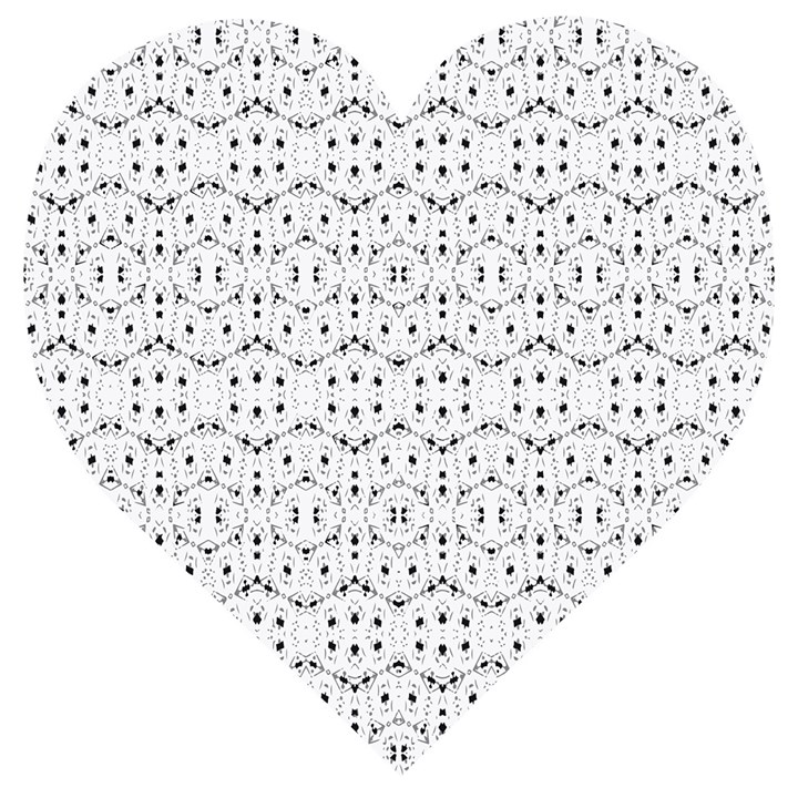 Modern Geometric Black And White Print Pattern Wooden Puzzle Heart