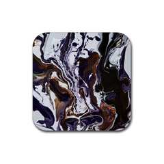 Fluid Patterns Rubber Coaster (square)  by kaleidomarblingart