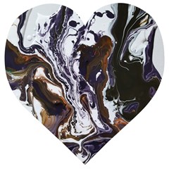 Fluid Patterns Wooden Puzzle Heart by kaleidomarblingart