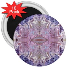 Amethyst Swirls Repeats 3  Magnets (10 Pack)  by kaleidomarblingart