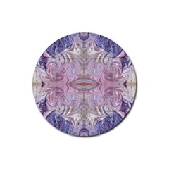 Amethyst Swirls Repeats Rubber Coaster (round)  by kaleidomarblingart