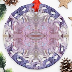 Amethyst Swirls Repeats Round Filigree Ornament (two Sides)