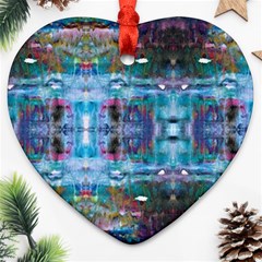 Blue On Turquoise Marbling Ornament (heart)