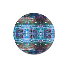 Blue On Turquoise Marbling Magnet 3  (round) by kaleidomarblingart