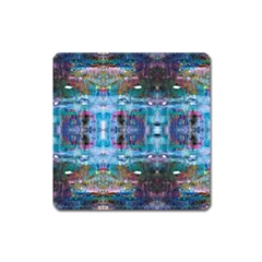 Blue On Turquoise Marbling Square Magnet by kaleidomarblingart