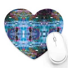 Blue On Turquoise Marbling Heart Mousepads by kaleidomarblingart