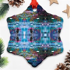 Blue On Turquoise Marbling Ornament (snowflake)