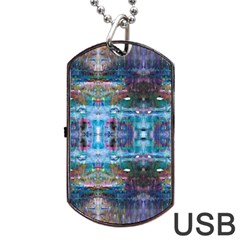 Blue On Turquoise Marbling Dog Tag Usb Flash (two Sides) by kaleidomarblingart