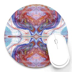 Abstract Marbling Repeats Round Mousepads by kaleidomarblingart