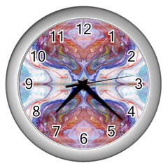 Abstract Marbling Repeats Wall Clock (silver) by kaleidomarblingart