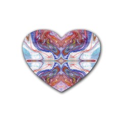 Abstract Marbling Repeats Rubber Coaster (heart)  by kaleidomarblingart