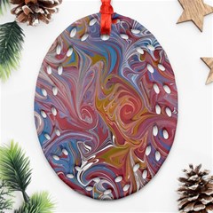 Intricate Swirls Ornament (oval Filigree) by kaleidomarblingart