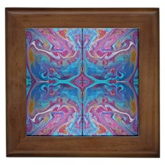 Blue Marbling Patterns Framed Tile by kaleidomarblingart