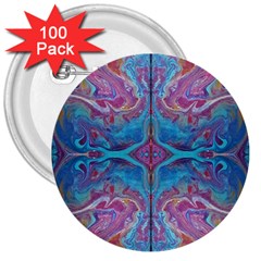 Blue Marbling Patterns 3  Buttons (100 Pack)  by kaleidomarblingart