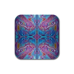 Blue Marbling Patterns Rubber Square Coaster (4 Pack)  by kaleidomarblingart