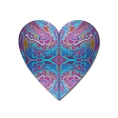 Blue Marbling Patterns Heart Magnet by kaleidomarblingart