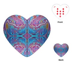 Blue Marbling Patterns Playing Cards Single Design (heart)