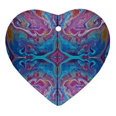 Blue Marbling Patterns Heart Ornament (two Sides)