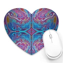 Blue Marbling Patterns Heart Mousepads by kaleidomarblingart