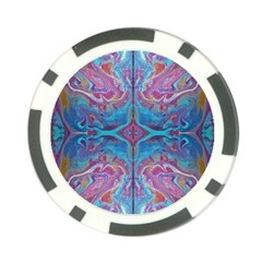 Blue Marbling Patterns Poker Chip Card Guard by kaleidomarblingart