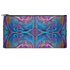 Blue Marbling Patterns Pencil Case by kaleidomarblingart