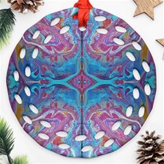 Blue Marbling Patterns Ornament (round Filigree)