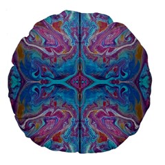 Blue Marbling Patterns Large 18  Premium Flano Round Cushions